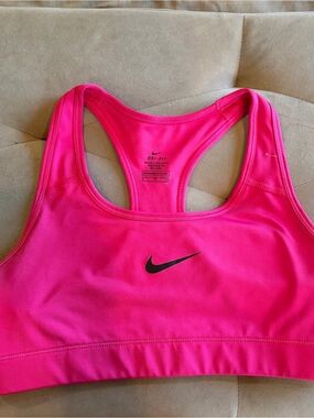 Nike Bright Pink Racerback Sports Bra with Black Swoosh